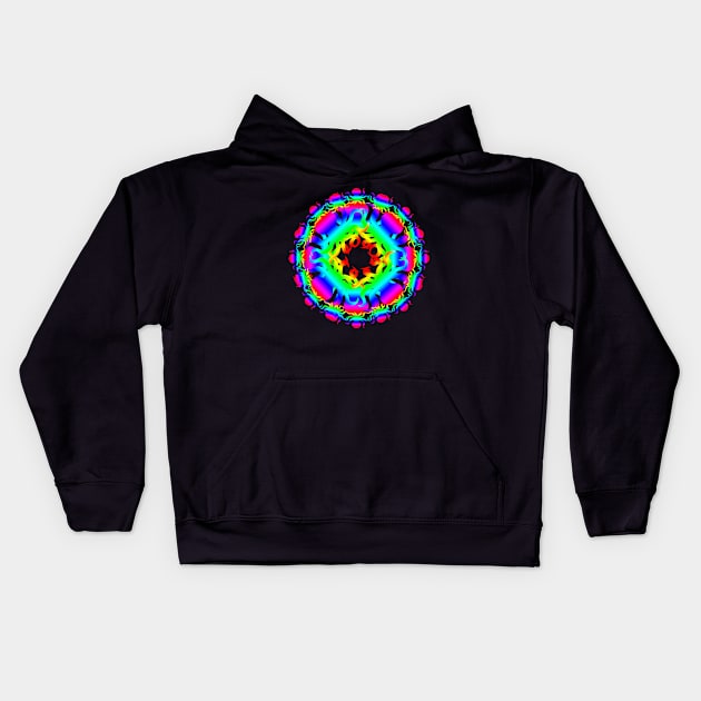 Rainbow Octopus Mandala Kids Hoodie by Not Meow Designs 